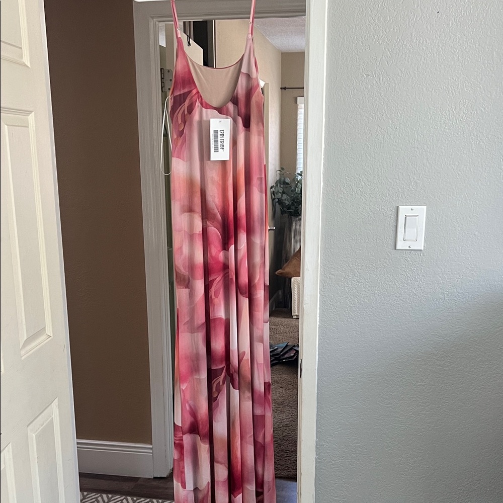 12th Tribe Pink and Red Maxi Dress